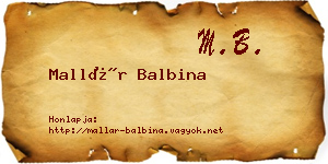Mallár Balbina névjegykártya